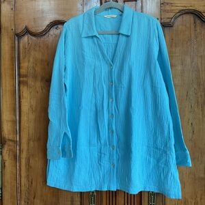 Soft Surroundings Turquoise Button-Down Tunic